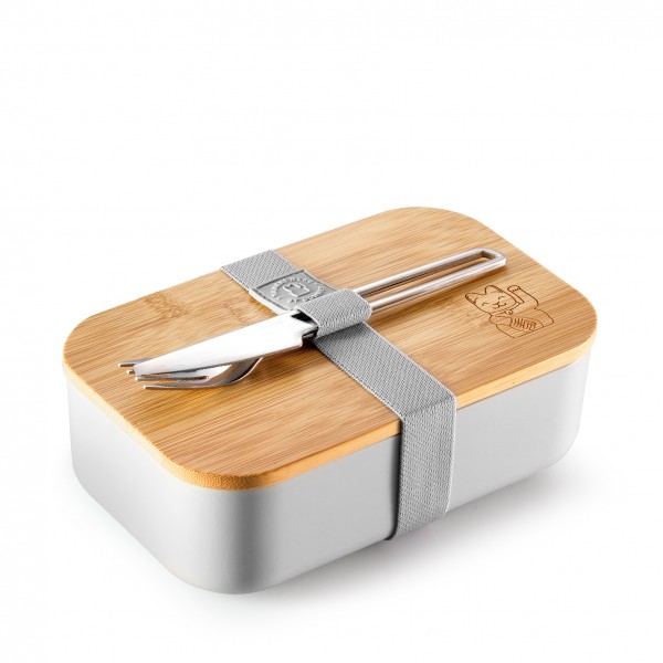 Maneki Neko Lunchbox - Brotdose - grau