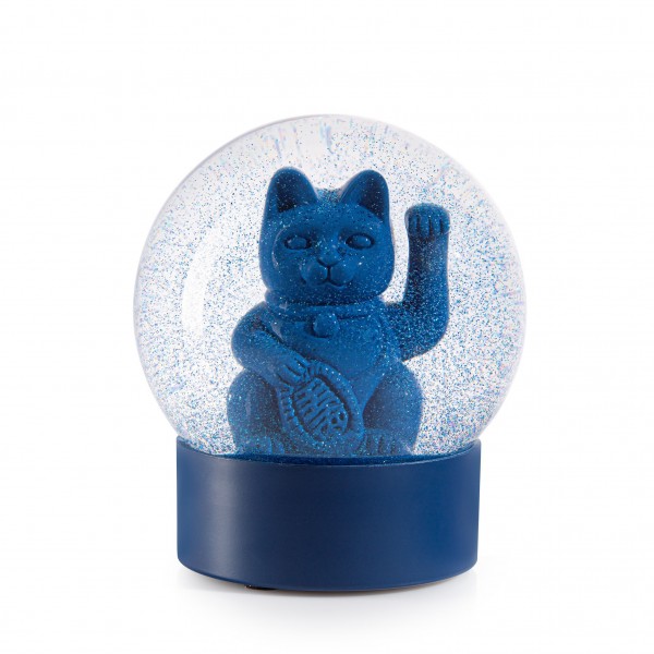 Schneekugel Maneki Neko Lucky Globe Winkekatze Blau
