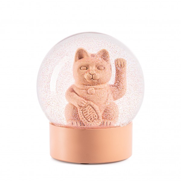 Schneekugel Maneki Neko Lucky Globe Winkekatze Pink